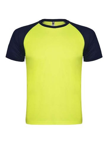 Indianapolis sportowa koszulka dziecięca z krótkim rękawem, fluor yellow / navy blue