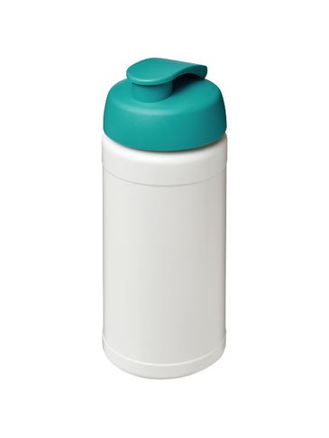 Bidon Baseline® Plus o pojemności 500 ml z wieczkiem zaciskowym, biały / morski