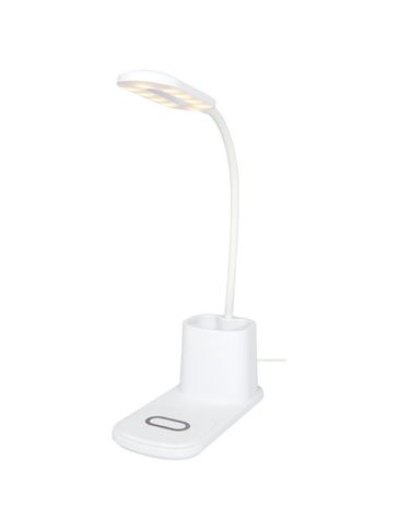 Bright lampa biurkowa i organizer z ładowarką bezprzewodową, biały