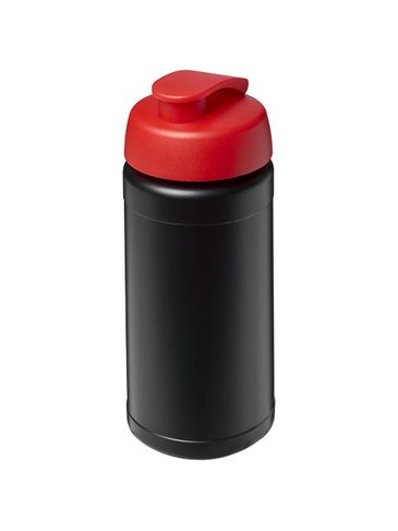 Bidon Baseline® Plus o pojemności 500 ml z wieczkiem zaciskowym, czarny / czerwony
