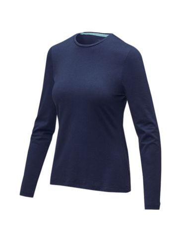 Damski T-shirt organiczny Ponoka z długim rękawem, granatowy