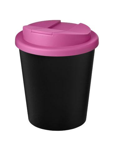 Kubek Americano® Espresso Eco z recyklingu o pojemności 250 ml z pokrywą odporną na zalanie , czarny / magenta