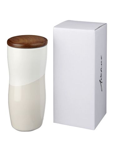 Dwuwarstwowy kubek ceramiczny Reno o pojemności 370 ml, biały