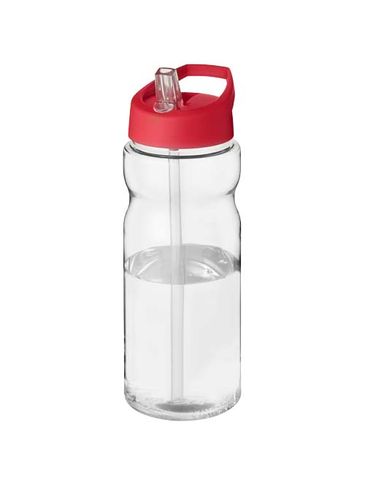 Bidon H2O Eco o pojemności 650 ml z wieczkiem z dzióbkiem, przezroczysty / czerwony