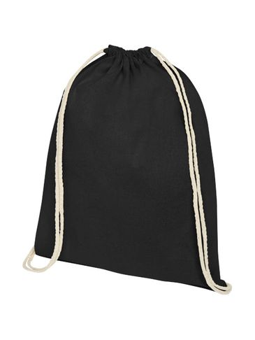 Plecak Oregon wykonany z bawełny o gramaturze 140 g/m² ze sznurkiem ściągającym, czarny