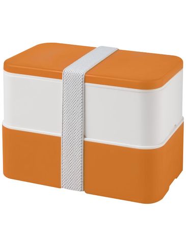 MIYO dwupoziomowe pudełko na lunch, pomarańczowy / biały / biały