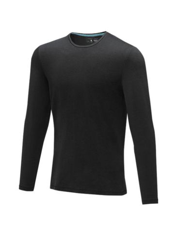 Męski T-shirt organiczny Ponoka z długim rękawem, czarny