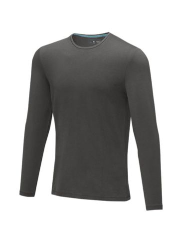 Męski T-shirt organiczny Ponoka z długim rękawem, szary sztormowy