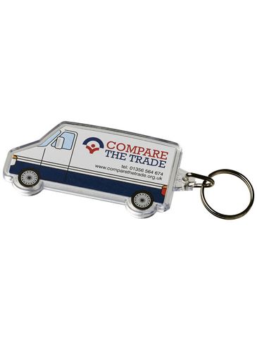 Brelok Combo w kształcie samochodu dostawczego, przezroczysty bezbarwny