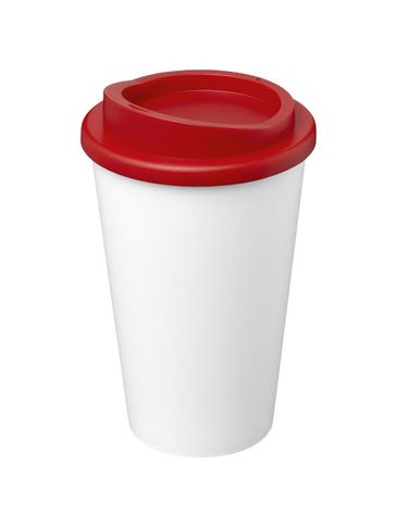 Kubek Americano Eco z recyklingu o pojemności 350 ml, biały / czerwony