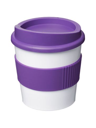 Kubek z serii Americano® Primo o pojemności 250 ml z uchwytem, biały / fioletowy