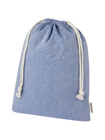 Pheebs torba na prezent z bawełny z recyklingu o gramaturze 150 g/m² i z certyfikatem GRS, duża o pojemności 4 l, niebieski melanż