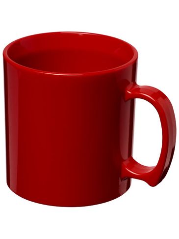 Kubek Standard wykonany z tworzywa sztucznego o pojemności 300 ml, czerwony