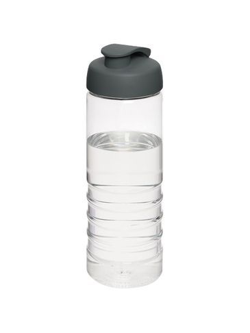 Bidon H2O Treble z otwieranym wieczkiem o pojemności 750 ml, przezroczysty / szary