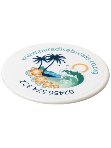 Podkładka okrągła Renzo wykonana z tworzywa sztucznego, biały