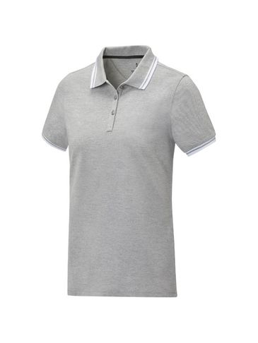 Damska koszulka polo Amarago z kontrastowymi paskami i krótkim rękawem, szary melanż