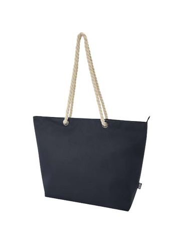 Panama torba termiczna na plażę z uchwytami ze sznurka wykonana z materiałów z recyklingu z certyfikatem GRS 23L, granatowy