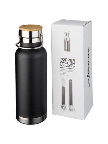 Miedziany, izolowany próżniowo bidon Thor o pojemności 480 ml, czarny