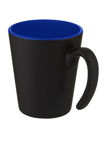 Kubek ceramiczny Oli o pojemności 360 ml z uchwytem, niebieski / czarny