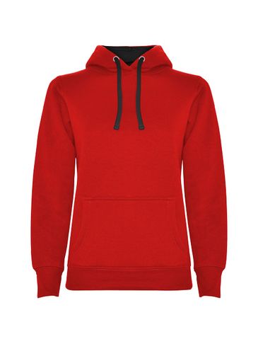 Urban damska bluza z kapturem, czerwony / czarny