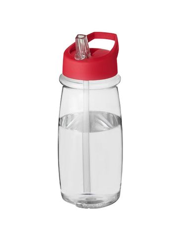 Bidon H2O Pulse o pojemności 600 ml z wieczkiem z dzióbkiem, przezroczysty / czerwony
