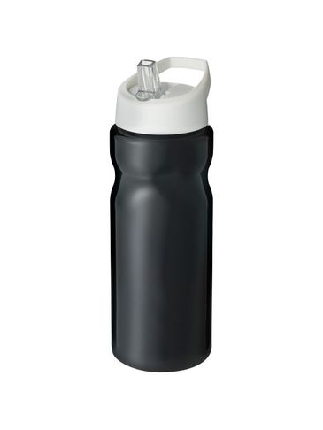 Bidon H2O Base® o pojemności 650 ml z wieczkiem z słomką, czarny / biały