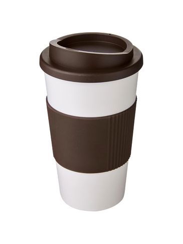 Kubek termiczny z serii Americano® o pojemności 350 ml z uchwytem, biały / brązowy