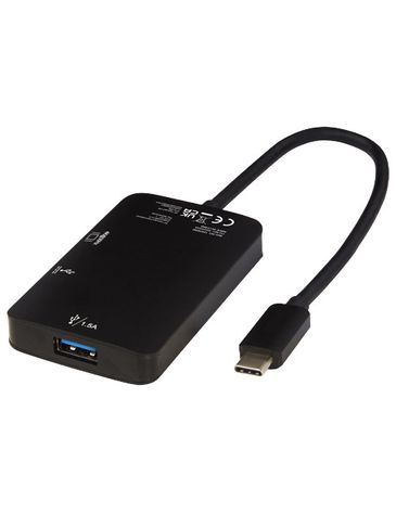 Aluminiowy adapter multimedialny typu C (USB-A/Type-C/HDMI) ADAPT, czarny