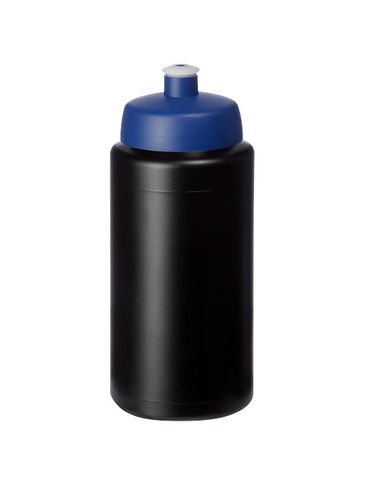 Bidon Baseline® Plus o pojemności 500 ml ze sportowym wieczkiem i uchwytem, czarny / niebieski
