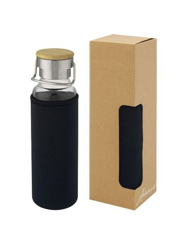Szklana butelka Thor o pojemności 660 ml z neoprenowym pokrowcem, czarny