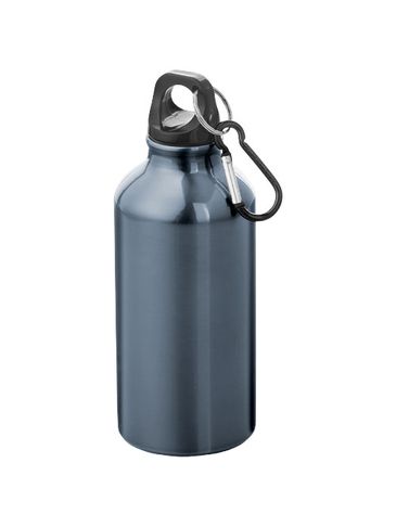 Aluminiowa butelka na wodę Oregon z karabińczykiem o pojemności 400 ml, gun metal