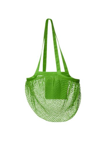 Pune 100 g/m2, certyfikat GOTS, organiczna siatkowa torba bawełniana z długimi uchwytami, zielony