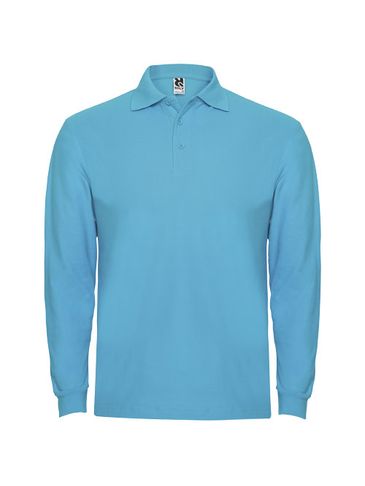 Estrella koszulka męska polo z długim rękawem, turkusowy