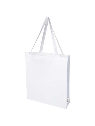 Madras torba na zakupy z bawełny z recyklingu z certyfikatem GRS 140 g/m² z dnem, biały
