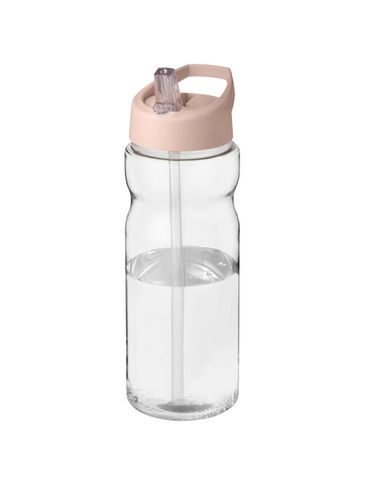 Bidon H2O Base® o pojemności 650 ml z wieczkiem z słomką, pale blush pink / przezroczysty