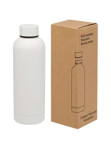 Spring miedziana butelka próżniowa ze stali nierdzewnej z recyklinku z certyfikatem RCS 500 ml, biały