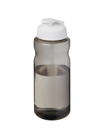 H2O Active® Eco Big Base bidon z wieczkiem zaciskowym o pojemności 1 litra, ciemnografitowy / biały