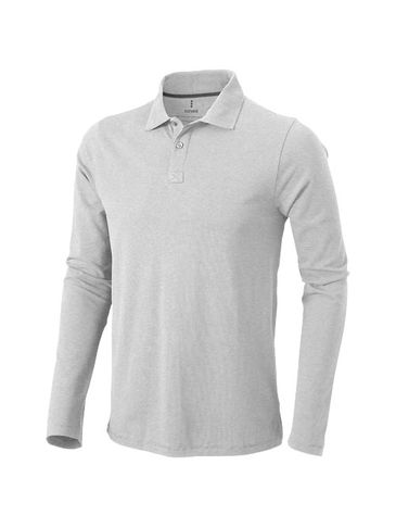 Męskie polo Oakville z długim rękawem, szary melanż