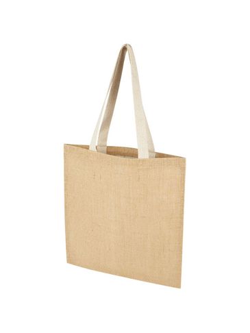 Juta torba z juty z długimi uchwytami o gramaturze 300 g/m² i pojemności 7 l, piasek pustyni / biały