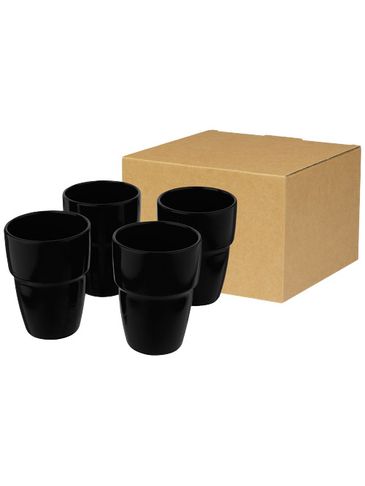 4-częściowy zestaw upominkowy Staki z kubkami z możliwością układania jeden na drugim o pojemności 280 ml, czarny