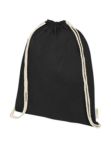 Plecak ściągany sznurkiem Orissa z bawełny organicznej o gramaturze 140 g/m², czarny