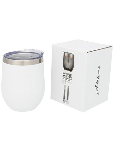 Termiczny kubek Corzo z izolacją próżniowo miedzianą, biały