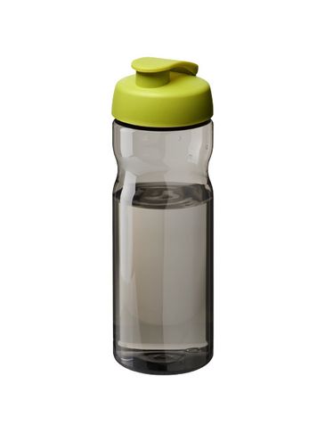 Bidon H2O Eco o pojemności 650 ml z wieczkiem zaciskowym, ciemnografitowy / zielony limonkowowy