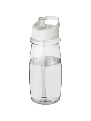 Bidon H2O Pulse o pojemności 600 ml z wieczkiem z dzióbkiem, przezroczysty / biały
