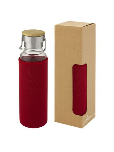 Szklana butelka Thor o pojemności 660 ml z neoprenowym pokrowcem, czerwony