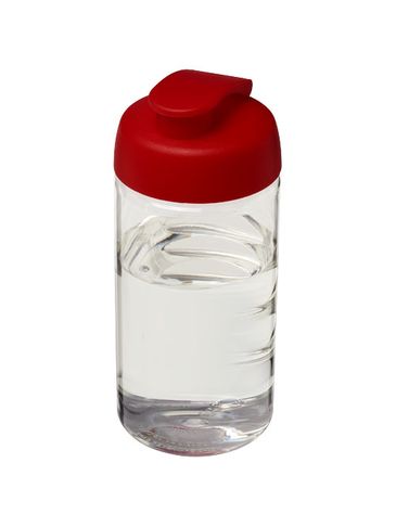 Bidon H2O Bop® o pojemności 500 ml z wieczkiem zaciskowym, przezroczysty / czerwony