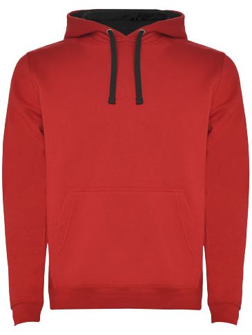 Urban męska bluza z kapturem, czerwony / czarny