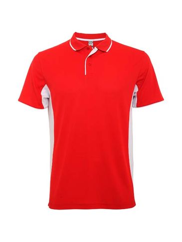 Montmelo koszulka polo unisex z krótkim rękawem, czerwony / biały