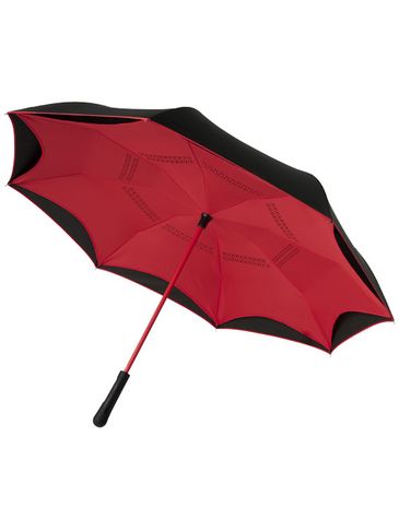 Odwrotnie barwiony prosty parasol Yoon 23”, czerwony / czarny