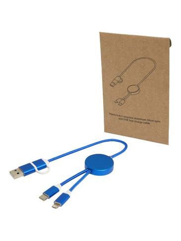 Alasia kabel do synchronizacji danych i szybkiego ładowania 5 w 1 27 W o długości 30 cm z tworzyw sztucznych i aluminium pochodzących z recyklingu, błękit królewski